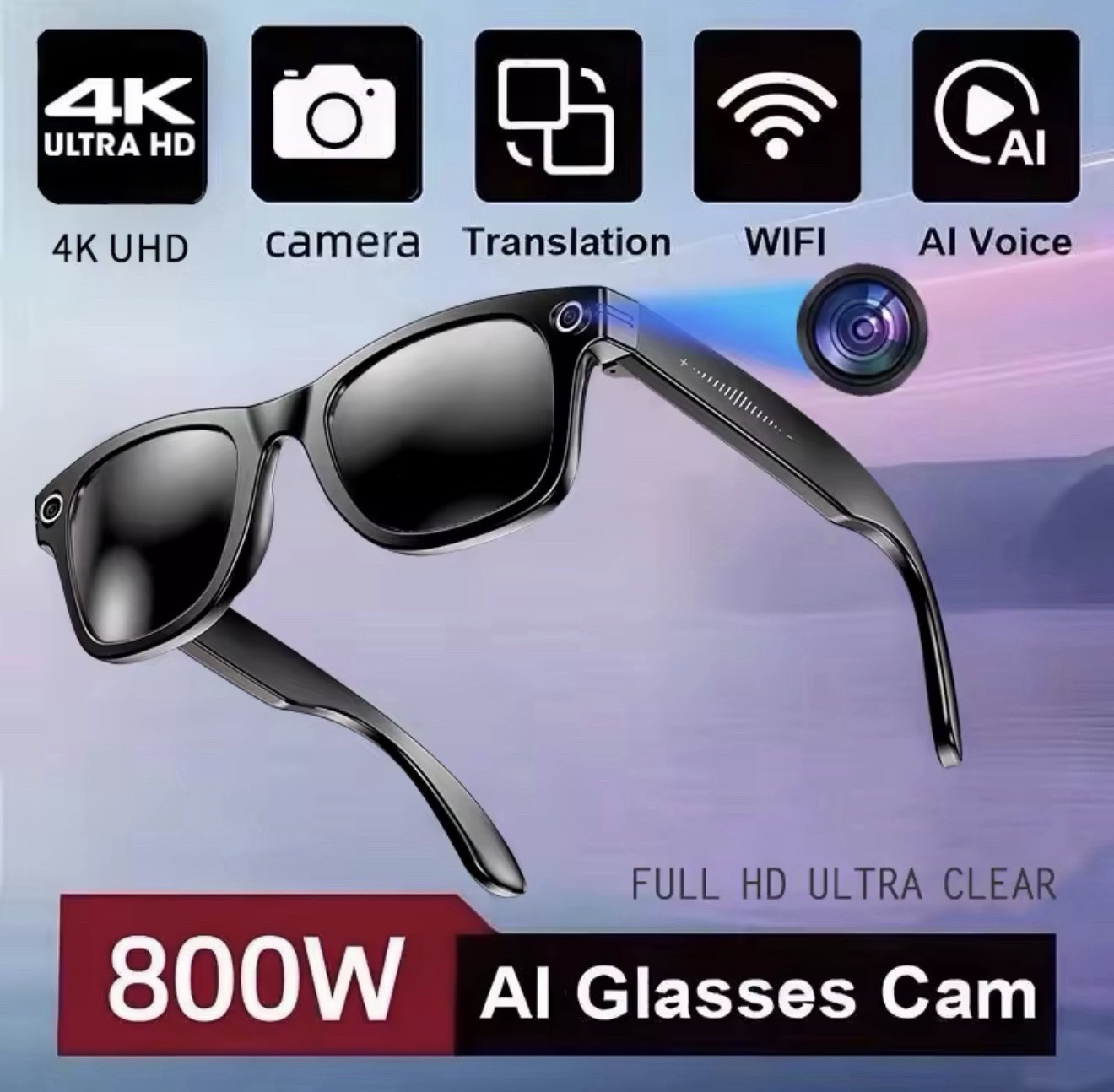 HD Camera Smart Glasses 1080P Video Recording Bluetooth Sunglasses POV Spy Cam