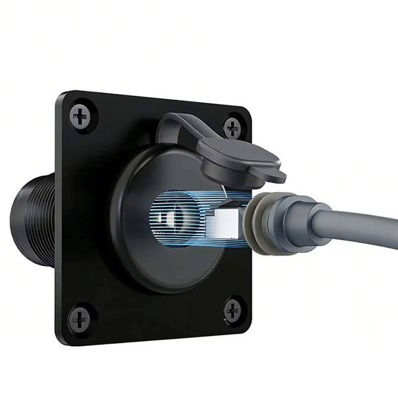 Aluminum Pass through RJ45 Wall Socket for Starlink Gen3, CAT6 Ethernet F IP68