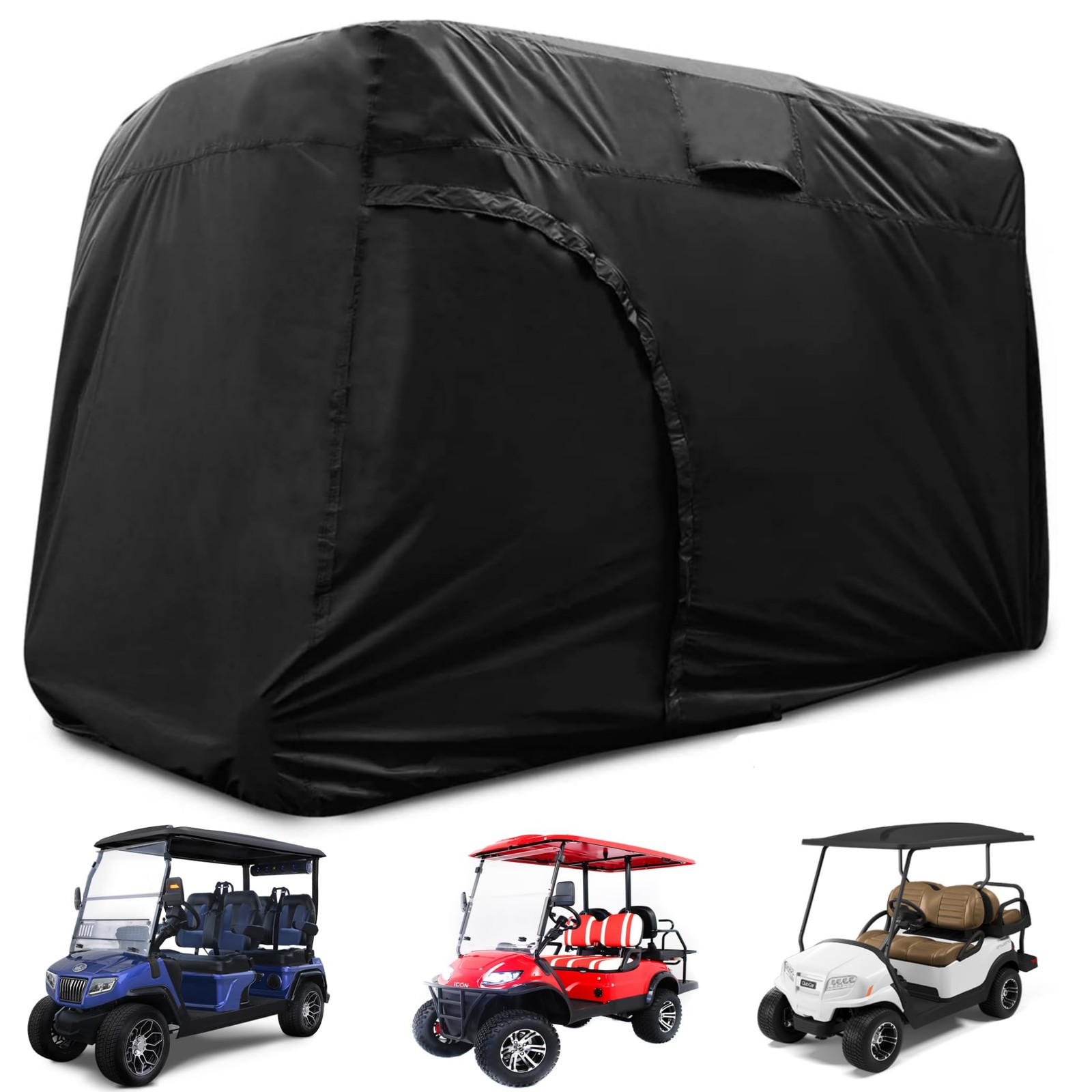 Joymo Golf Cart Cover 4 Passenger for Club Car 4 Lifted, Black
