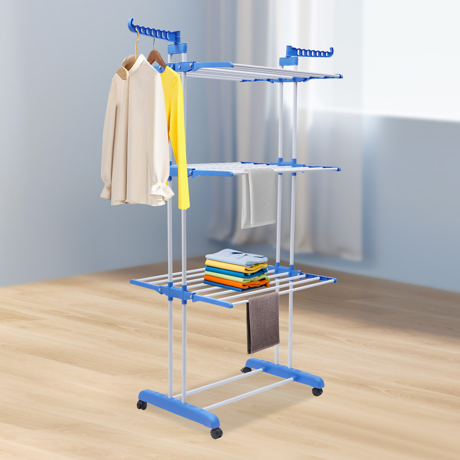 Laundry Clothes Drying Rack Folding Garment Rolling Dryer Hanger Heavy Duty