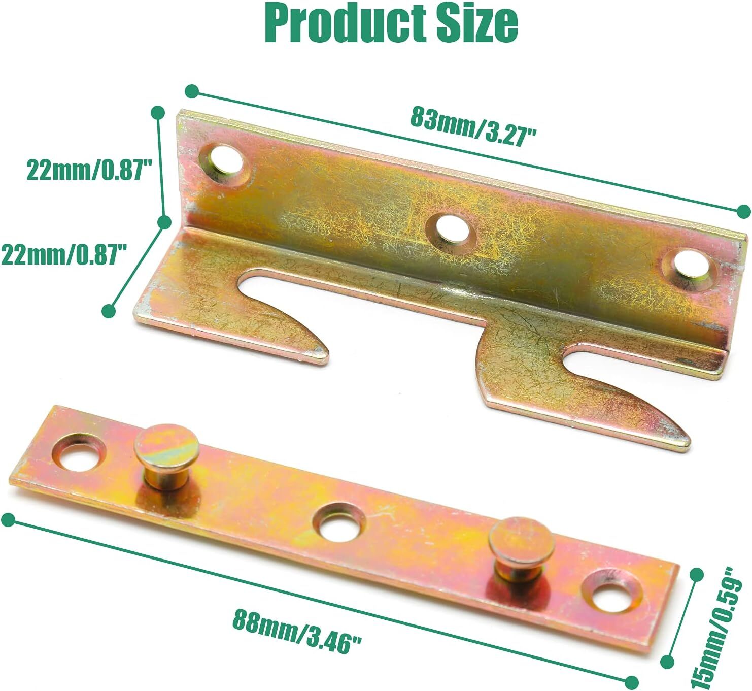 4 Set Bed Frame Rail Fitting Brackets Woodworking Connector Accessories Hardware