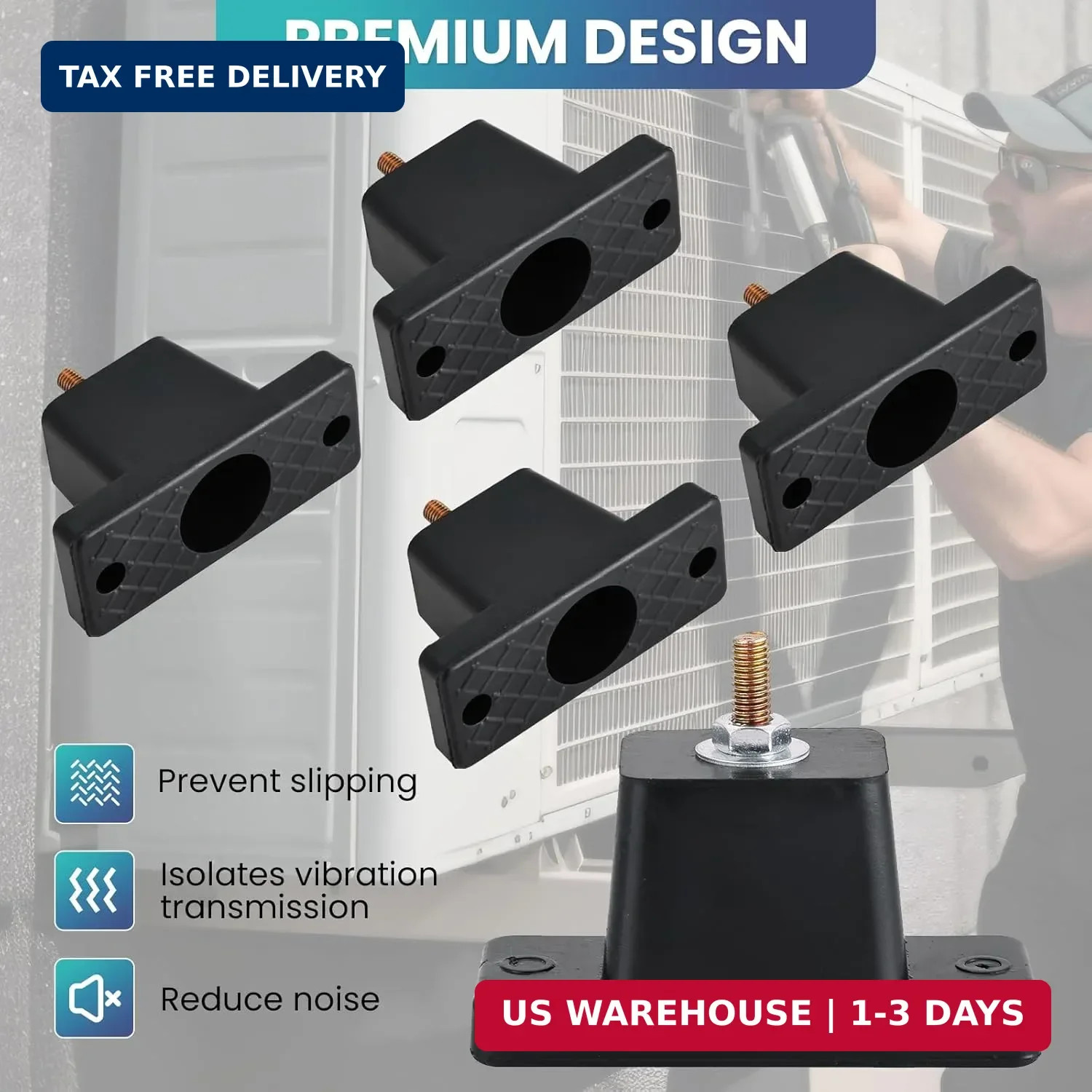 4 Pack Rubber Vibration Isolator Mounting Bracket for Air Conditioner Condenser