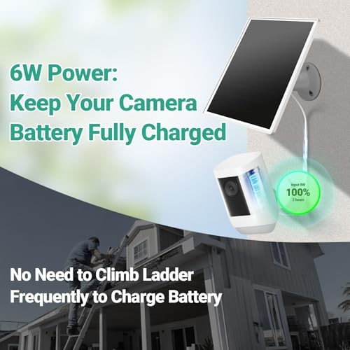 Solar Panel for Ring Camera, 6W Solar Charger with USB-C & Barrel White-106-1