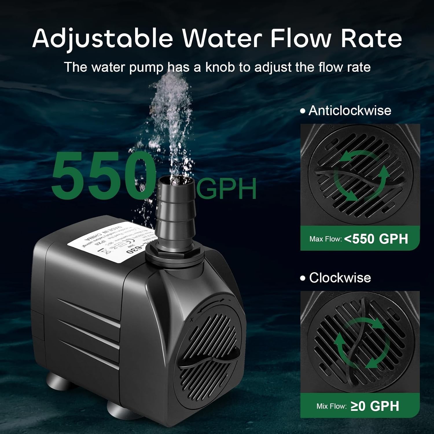 Eco-Friendly 550GPH Submersible Pump - Quiet Operation & Secure Installation