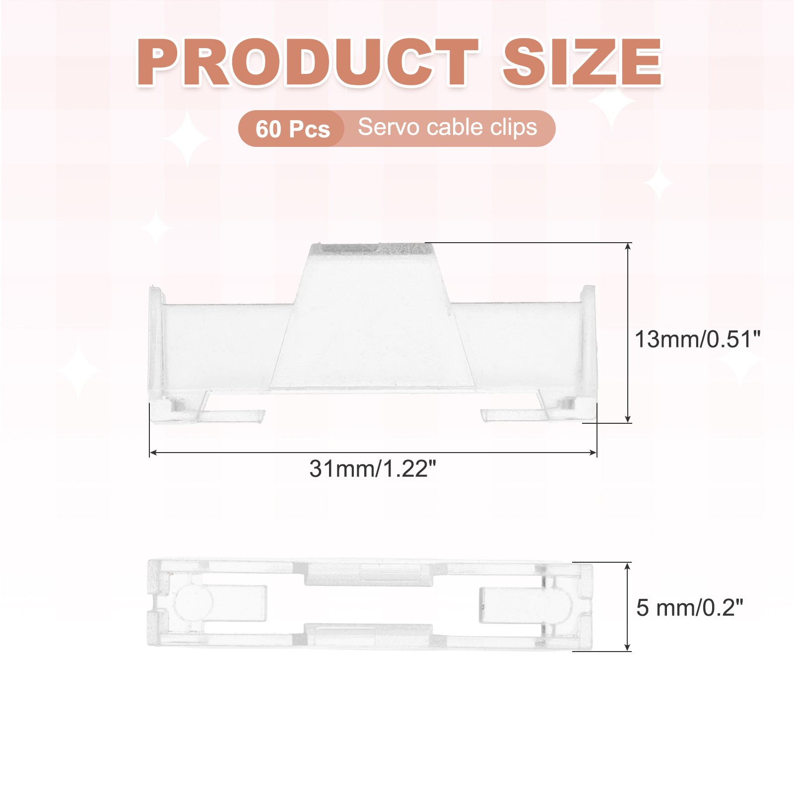 60 Pcs Servo Extension Cable Clips Lock Connector Wire Buckle Clear