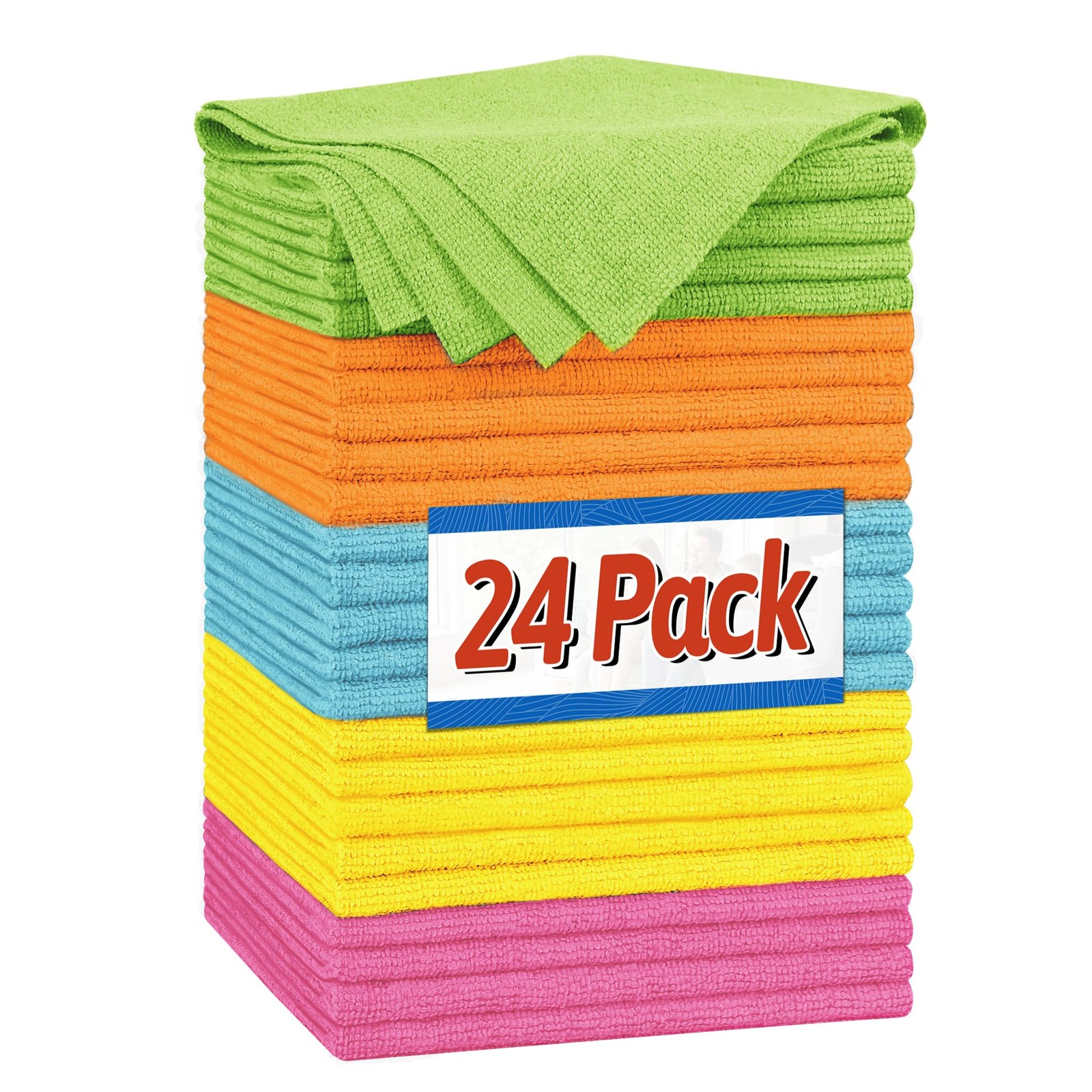 Shop Towels, Microfiber Cleaning Cloth Bulk, 24 Pack Microfiber  11.5 x 11.5 in