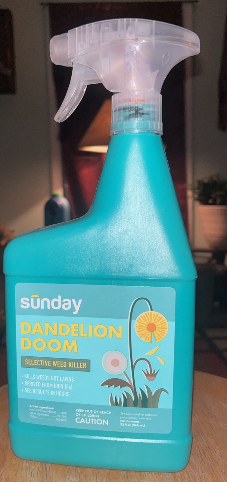SUNDAY Dandelion Doom Herbicide Spot Treatment - Kills Weed Not Lawns! - 32 Oz.