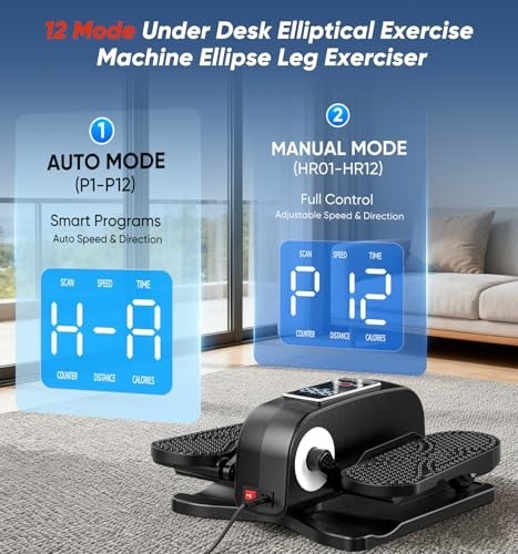 Under Desk Elliptical Machine Quiet Motorized Leg Exerciser with Smart Remote