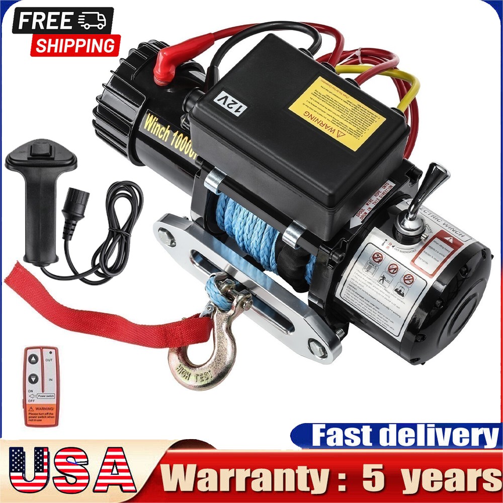 Electric Winch 10000Lb Synthetic Rope Towing Trailer Truck SUV For Jeep Wrangler