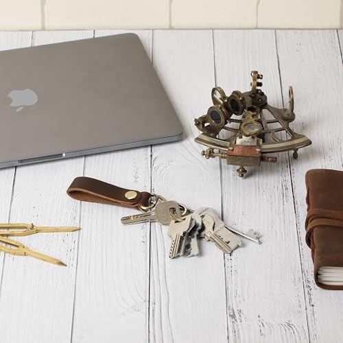 Genuine Leather Keychain with Belt Loop - Key Brown Leather Keychain Key Holder