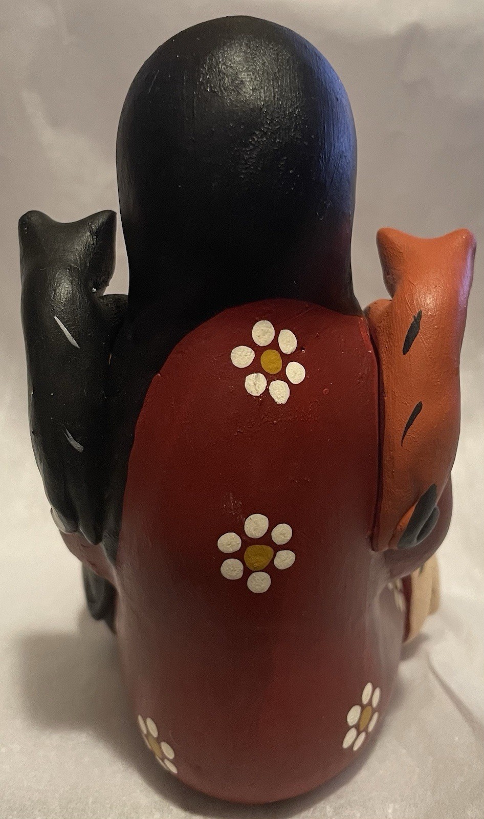 Storyteller Woman W/ Cats Figurine Peru Folk Art Clay Peruvian Handicrafts 4.5”
