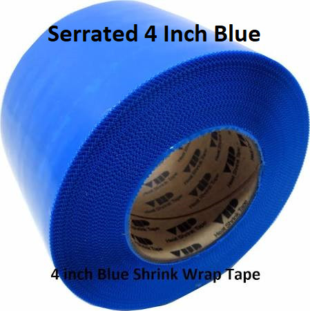4" X 180' Shrinkwrap Tape 4 Inch X 180 Foot Blue Serrated Shrink Wrap  SEA DT4B