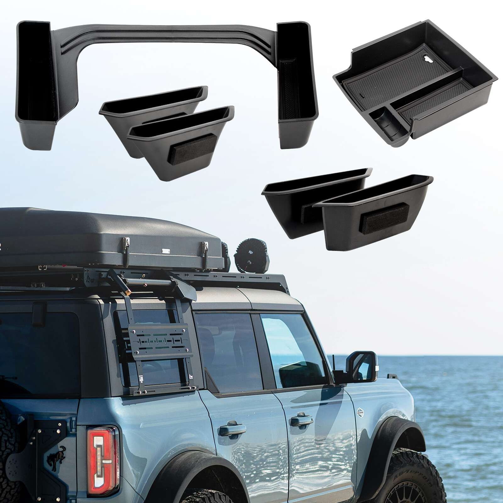 4-Door Handle Organizer Center Console Shifter Storage Box For Ford Bronco 2021+