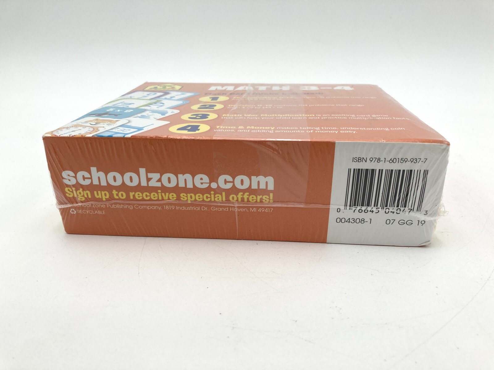 School Zone Math 3-4 Flash Card 4-Pack Ages 6 and Up Multiplication Division