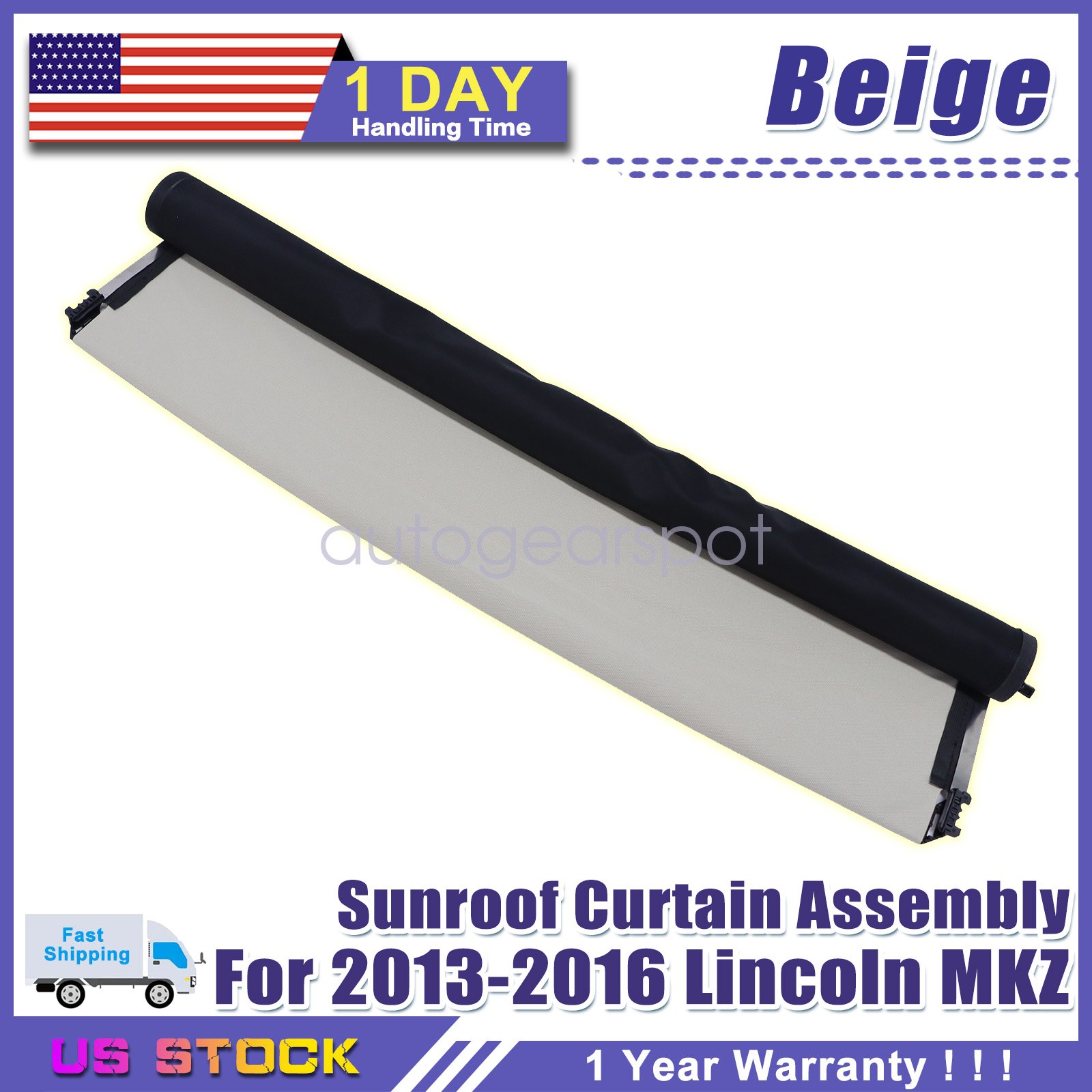 Car Sunroof Curtain Assembly For 2013-2016 Lincoln MKZ Beige DP5Z54519A02AA