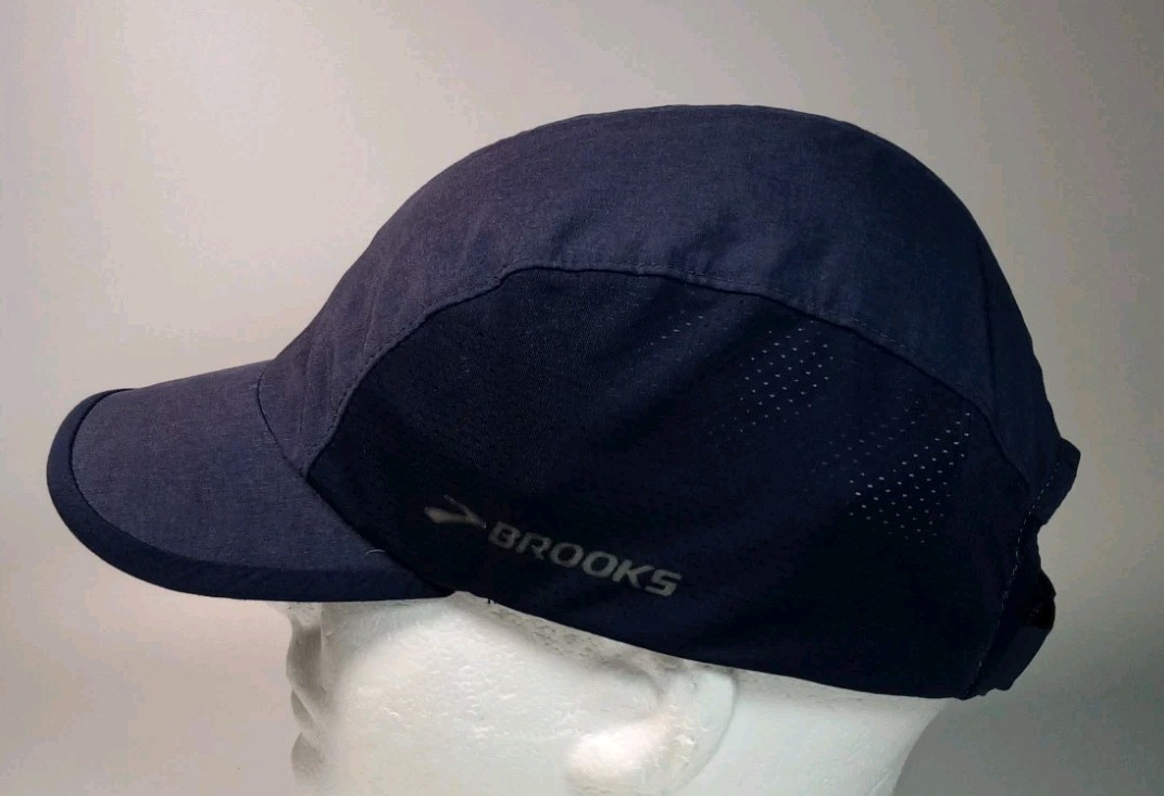 Brooks Running Hat Runners Cap Blue Lightweight Adjustable Fabric Strap