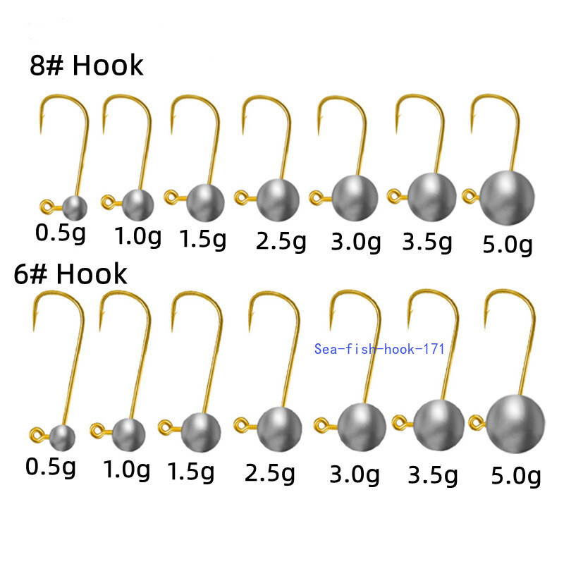 30Pcs Lead Jig Heads Fishing Hooks Crappie Lure Bait Tackle Jigs 0.5g-5g