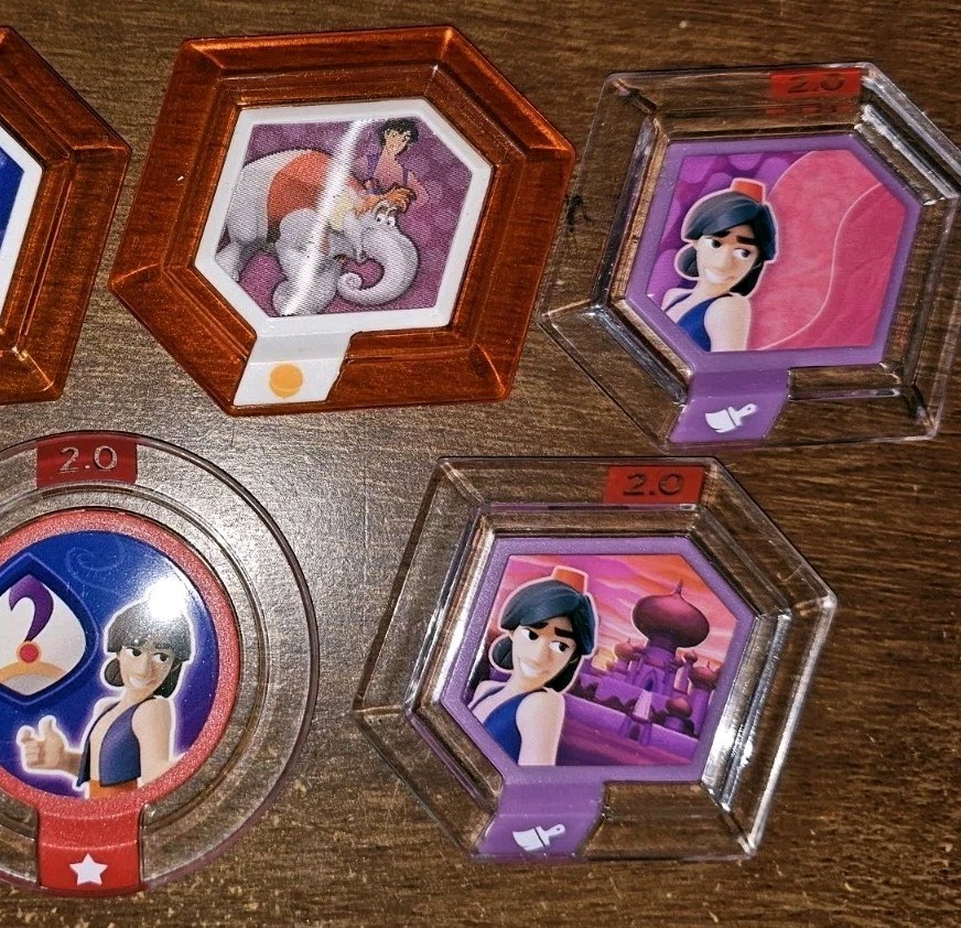 4 DISNEY INFINITY 2.0 Aladdin Power Discs Lot Sands Agrabah Jasmine Palace View