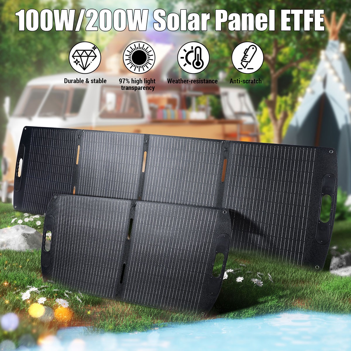100W 200W Folding Solar Panel for Ecoflow Jackery Anker Bluetti Power Station