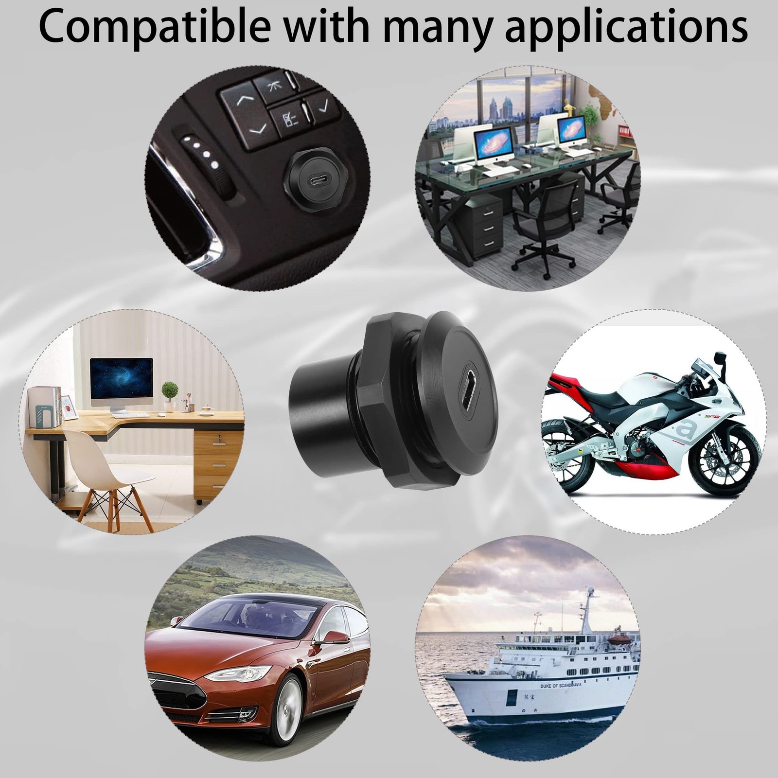 USB C Panel Threaded Fixed Mount Coupler Converter Adapter USB 3.1 Type C Fem...