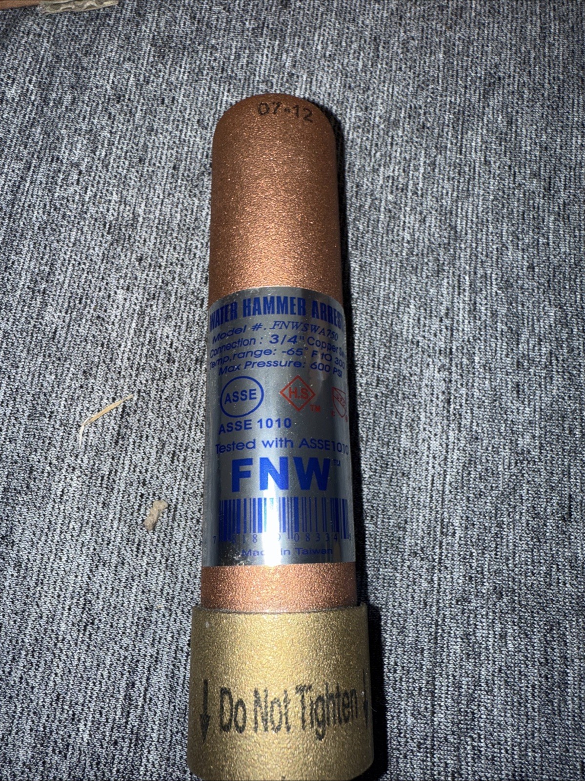 FNW FNWSC750 Water Hammer Arrestor 3/4" MIP Caps  600 psi NEW