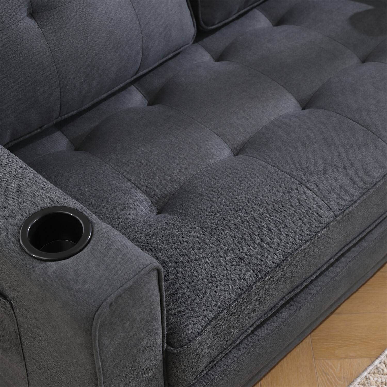 Convertible Sofa Bed Loveseat Futon Sofa Couch w/ Pull-Out Bed Dark Gray