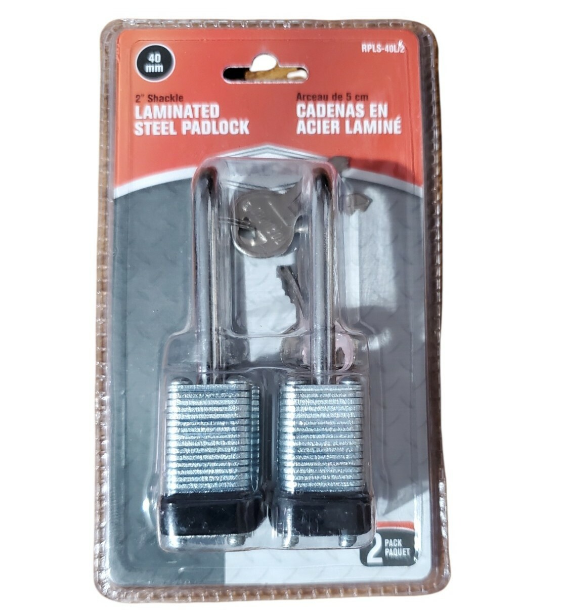 40mm Laminated Steel Keyed Padlock 2" Shackle Sealed 2 Pack Weather Resist Lock