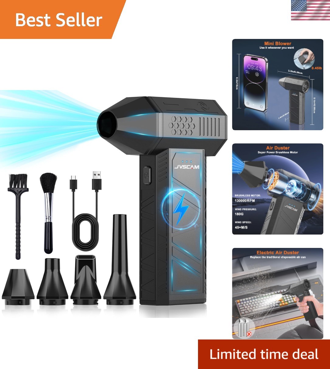 Rechargeable Mini Air Blower with Brushless Motor - Eco-Friendly Cleaning