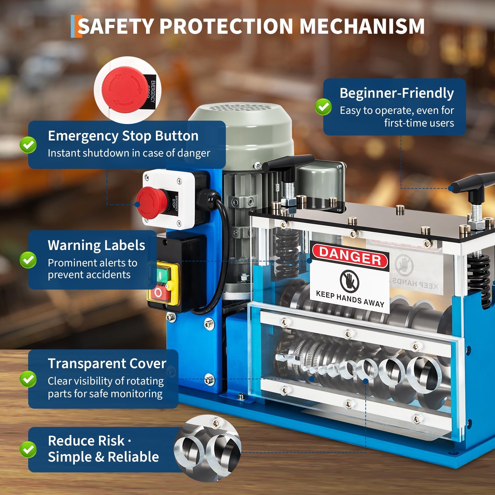 370W Electric Wire Stripping Machine ,Portable Scrap Cable Stripper 0.06"-1.5"