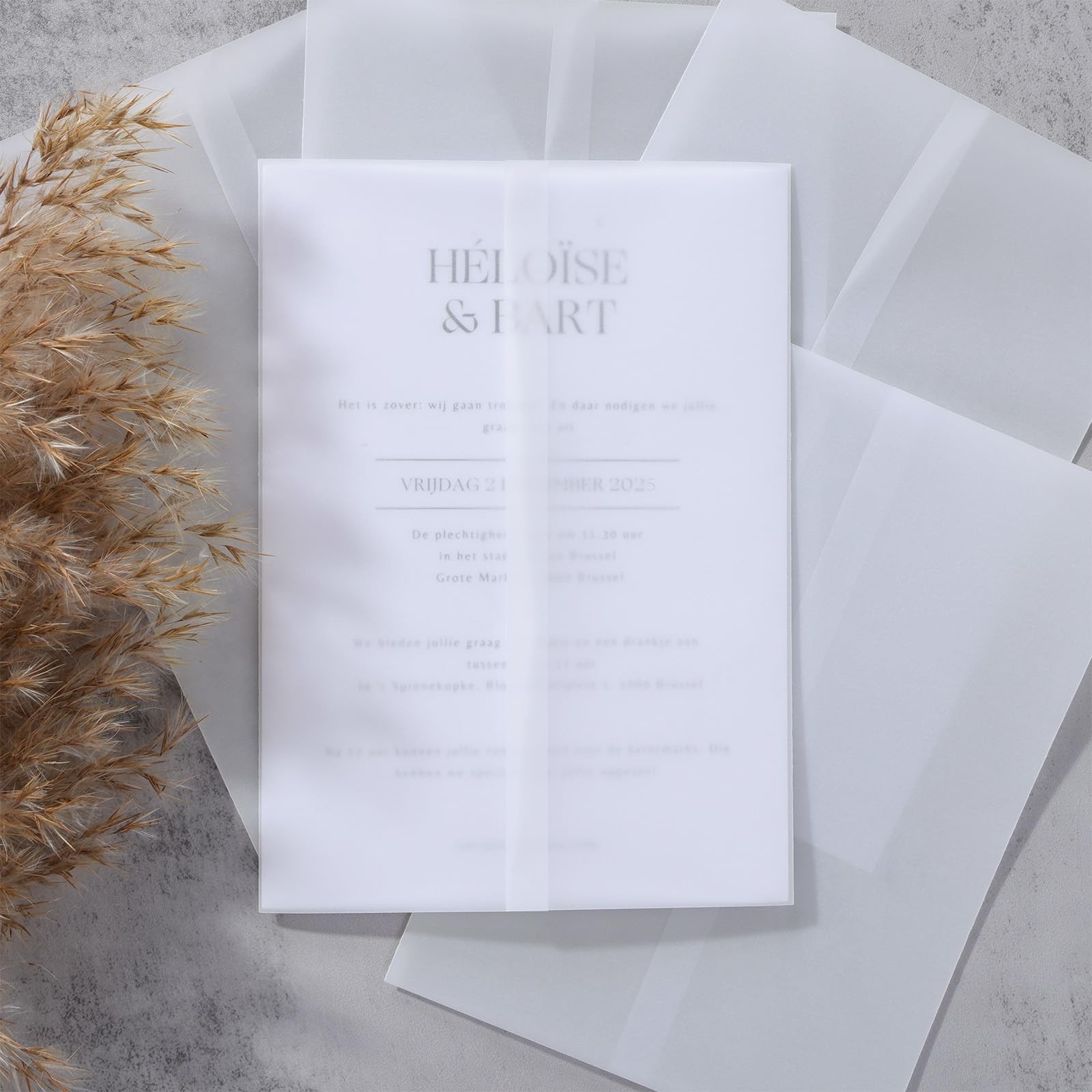 70 PCS 5x7 Inch 115GSM Luxury PreFolded Frosted Vellum Jackets Invitations