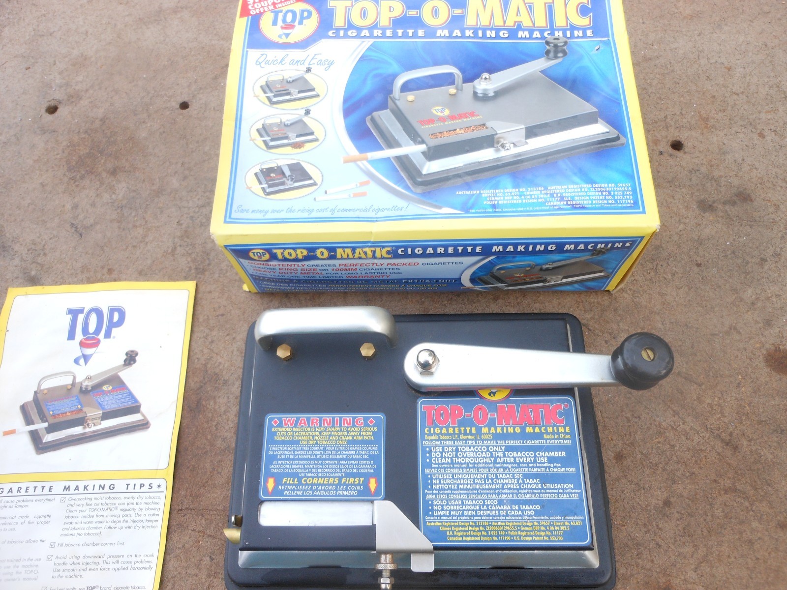 Vtg Top-O-Matic Cigarette Rolling Filling Machine gBeo