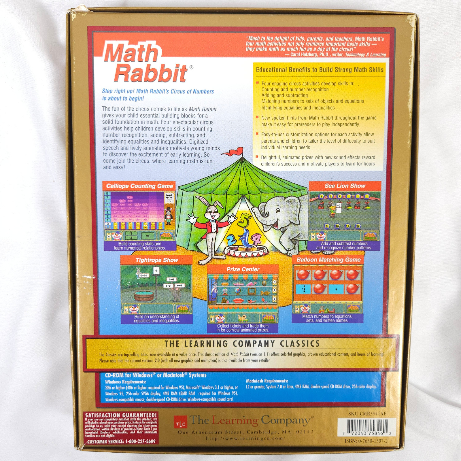 Math Rabbit 1996 Edition The Learning Company Classics - Open Box Sealed CD