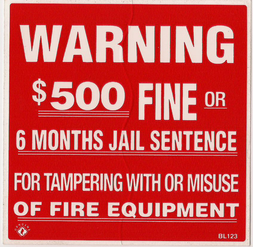 🔥🧯(LOT OF 5) SELF-ADHESIVE VINYL "WARNING $500 FINE" SIGN'S...4" X 4" NEW