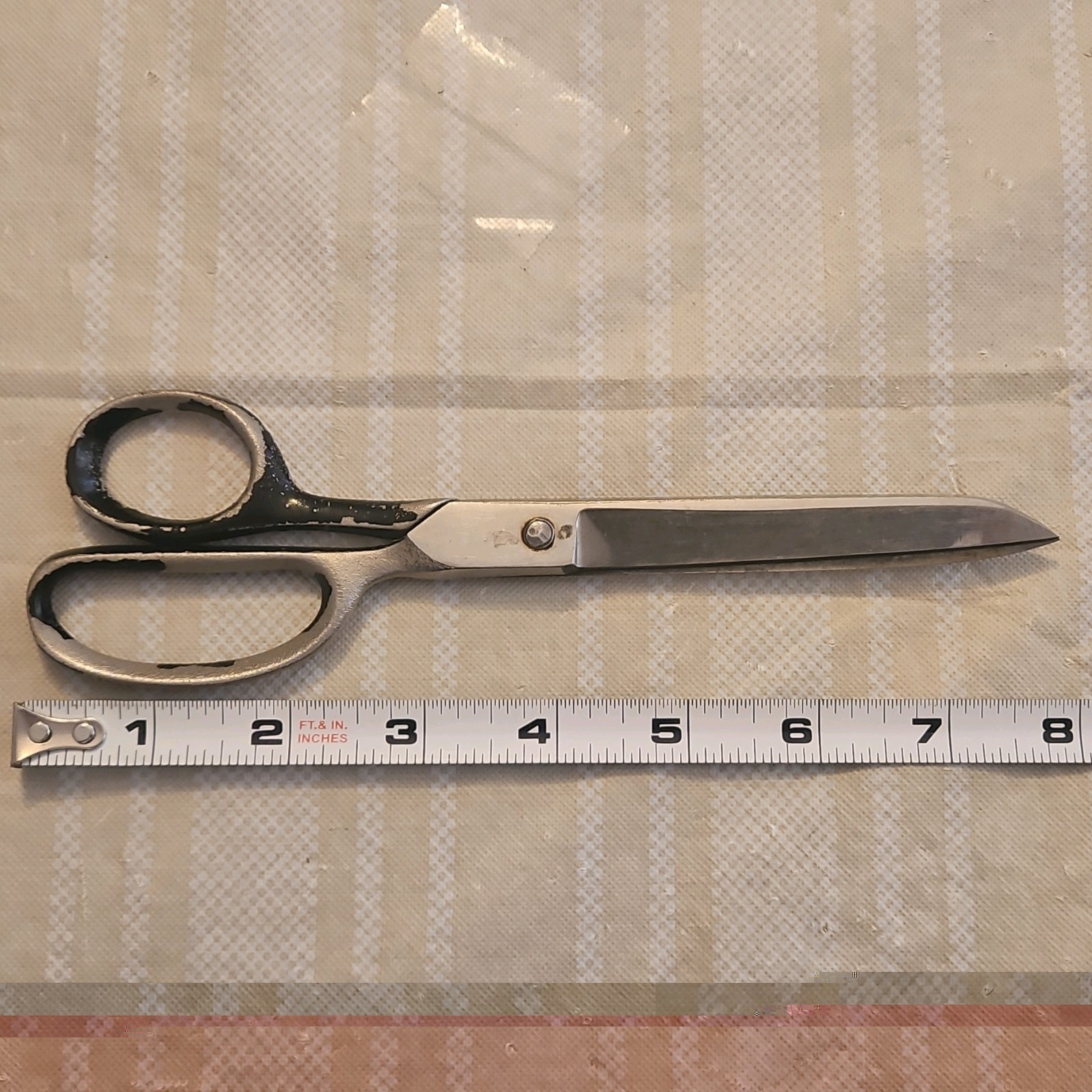 Household Scissors 8in Straight Blade Ambidextrous Metal Silver/Black 1pc