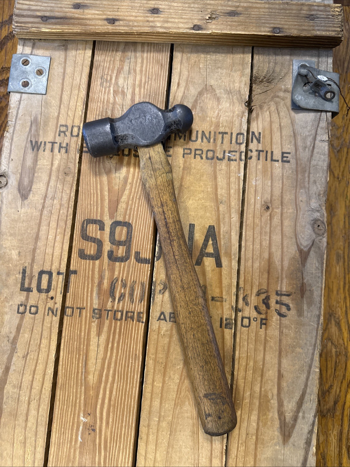 Vintage Stanley USA 24oz Ball Peen 13” Hickory Handle Beautiful Old Smith Hammer