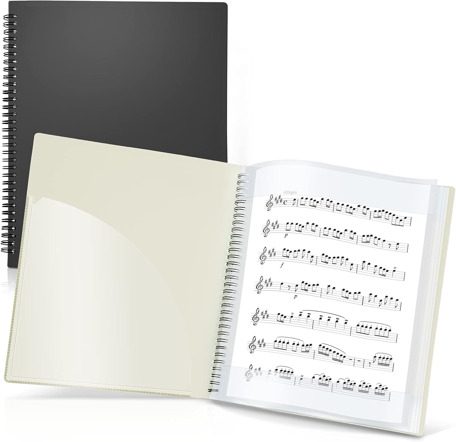 Sheet Music Folder 8.5x11 - Dual Use Music Holder (Black), Store Pages Inside 24