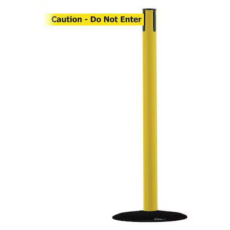 Tensabarrier 889B-33-35-Max-No-Yax-C Barrier Post With Belt, Yellow, 13 Ft