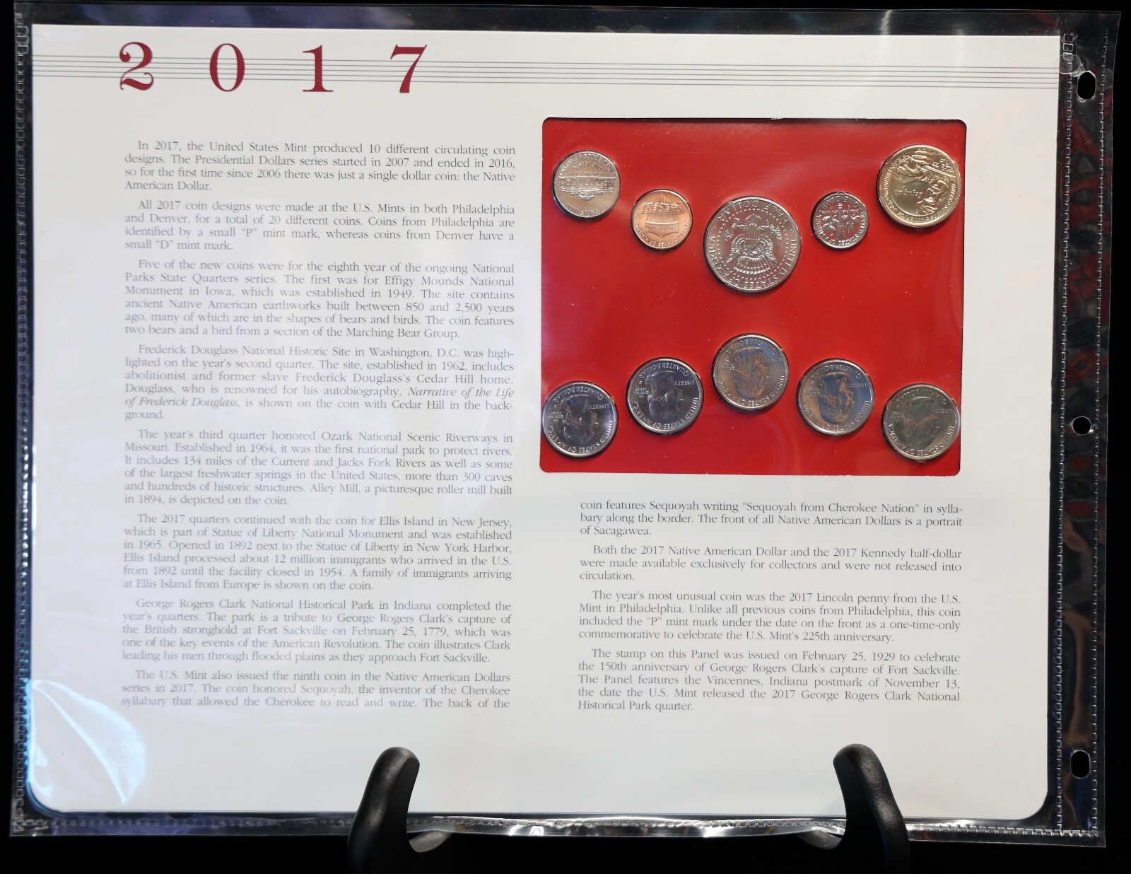 2017 P&D Uncirculated Mint Set Postal Commemorative Society Coin Stamp 2 Panels
