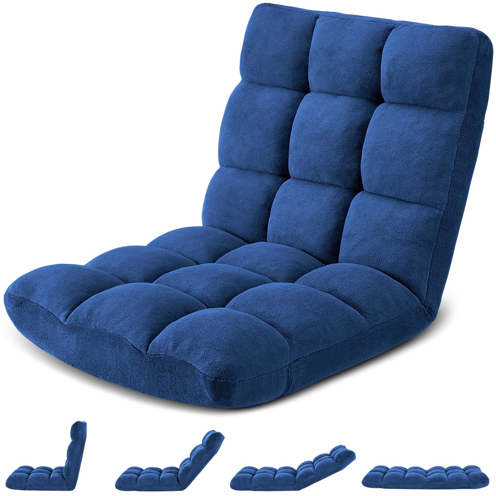 Avocahom Folding Floor Gaming Chair 2' 0.5" x 1' 10" x 10", Darkblue