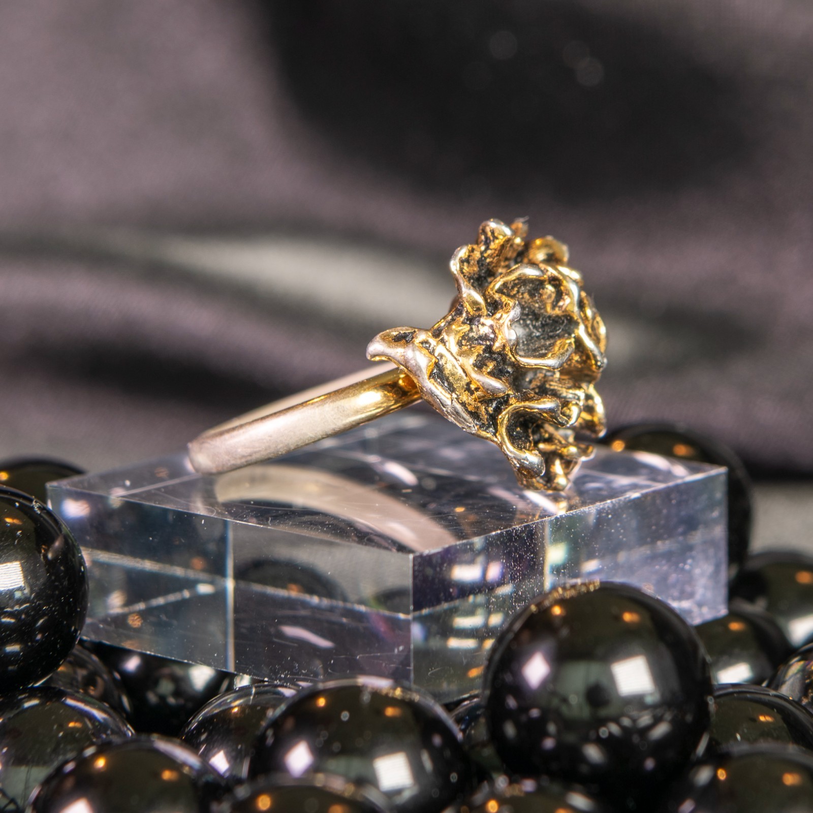 Vintage Artisan Openwork Filigree Dome Ring – Pewter-Tone Adjustable Statement