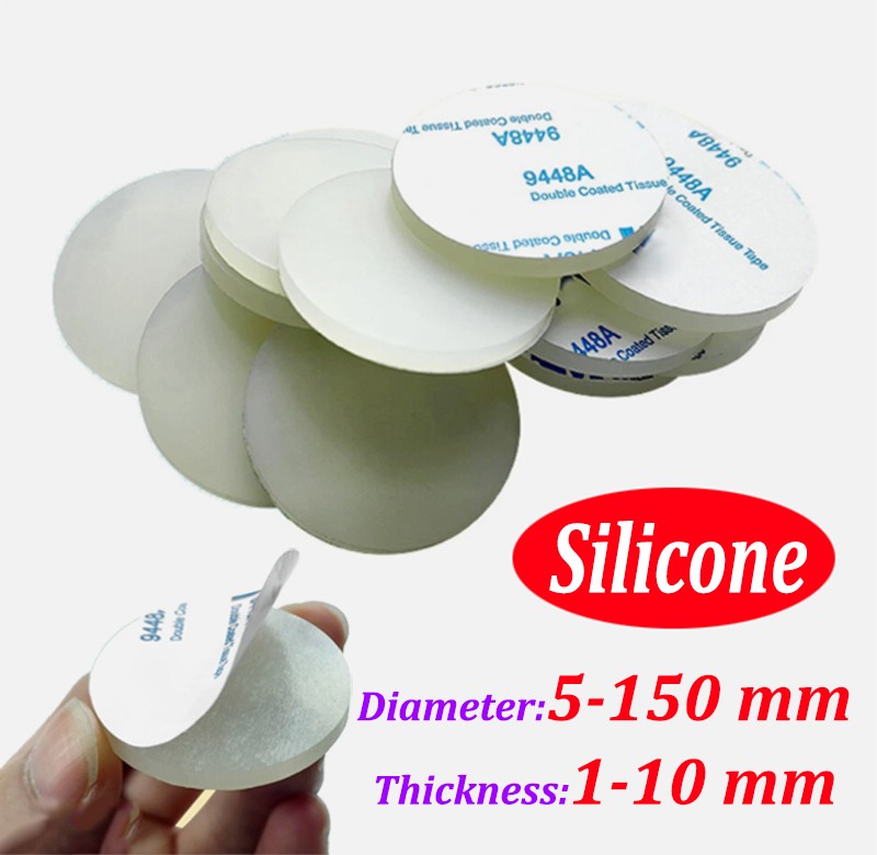 Solid Round Self Adhesive Silicone Pad Disc Sheet Gaskets Ø 5-150mm Thick 1-10mm