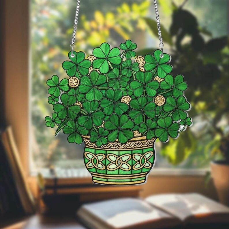 Lucky Shamrock Suncatcher Acrylic Window Decor