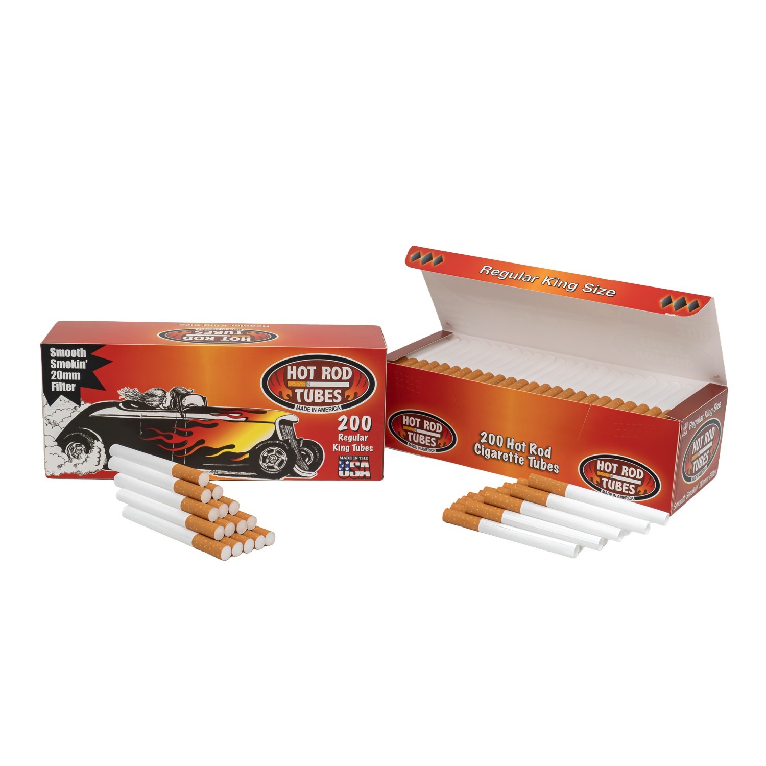 HotRod Cigarette Filter Tubes Regular King Size 2 Box of 200/Pack-400 RYO Tubes