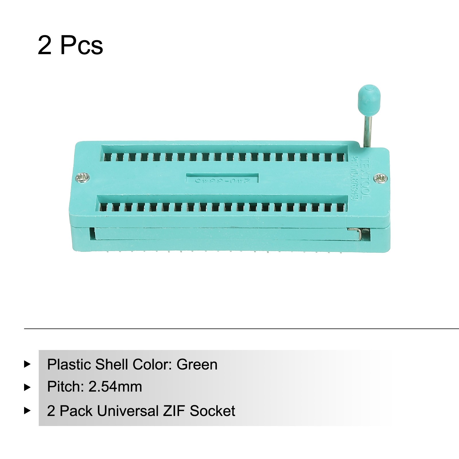 Universal IC Test ZIF Socket 40 Pin 2.54mm Pitch, 2 Pack