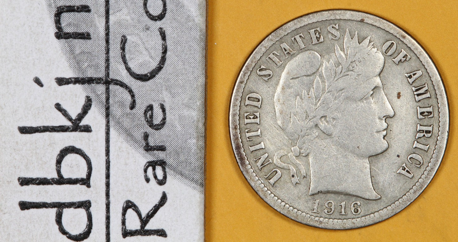 1916 S - Liberty Head "Barber" Silver Dime 10¢ - VG - Very Good dbkjB