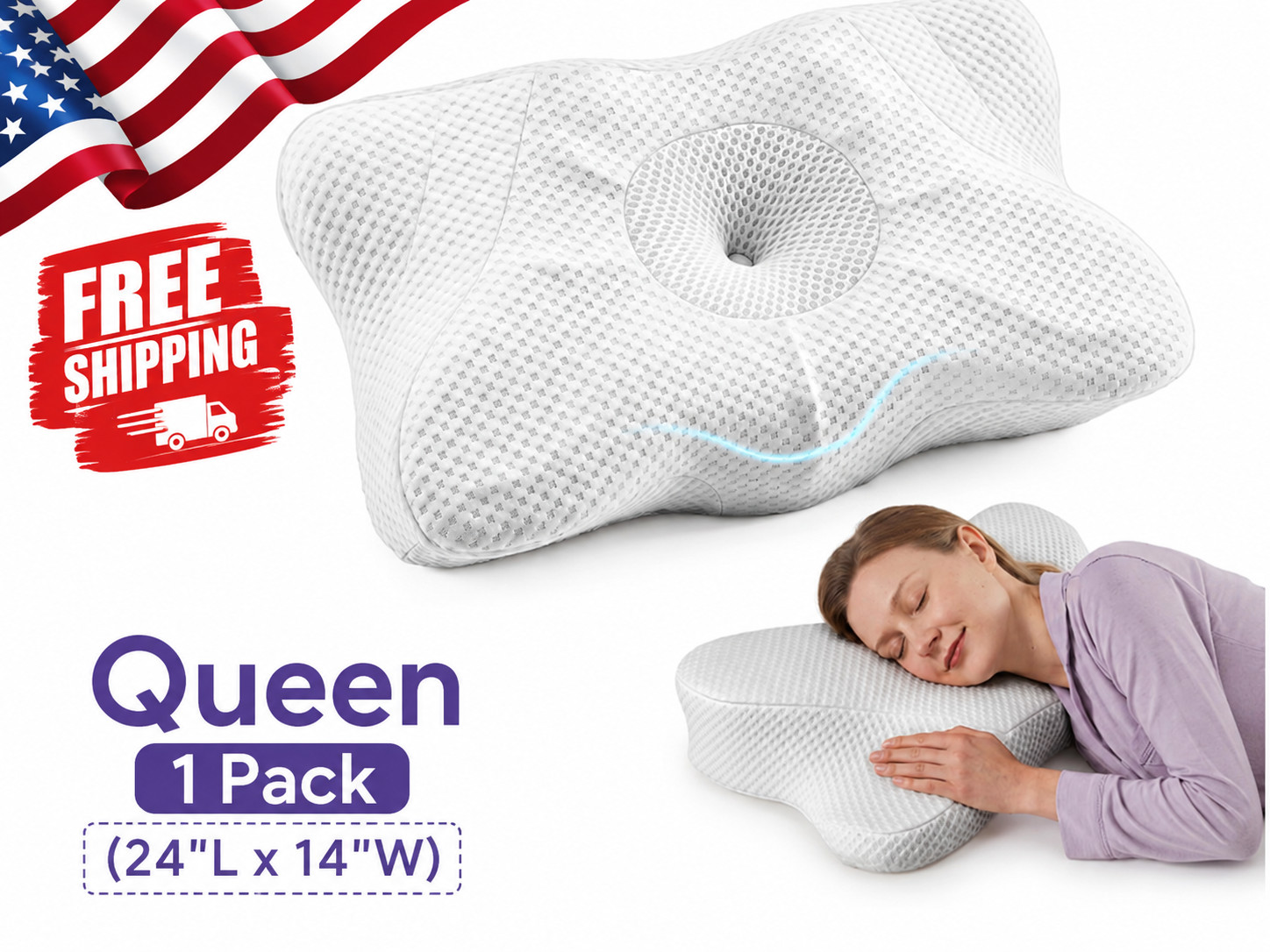 Sweetcrispy Cervical Pillow for Neck and Shoulder - Ergonomic Memory Foam Pillow