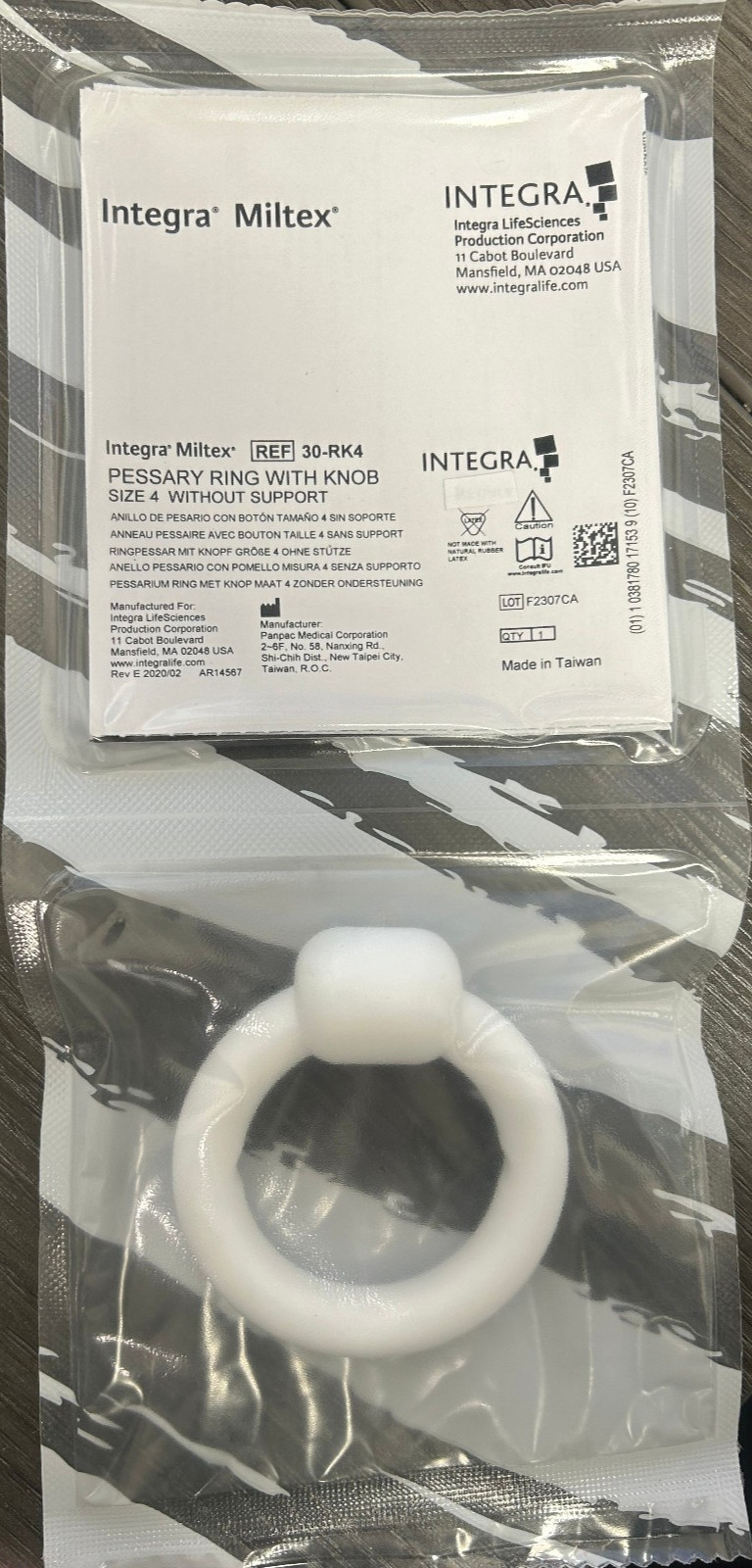 Integra Miltex Pessary Ring With Knob Without Support 2.75" Size 4 - REF 30-RK4
