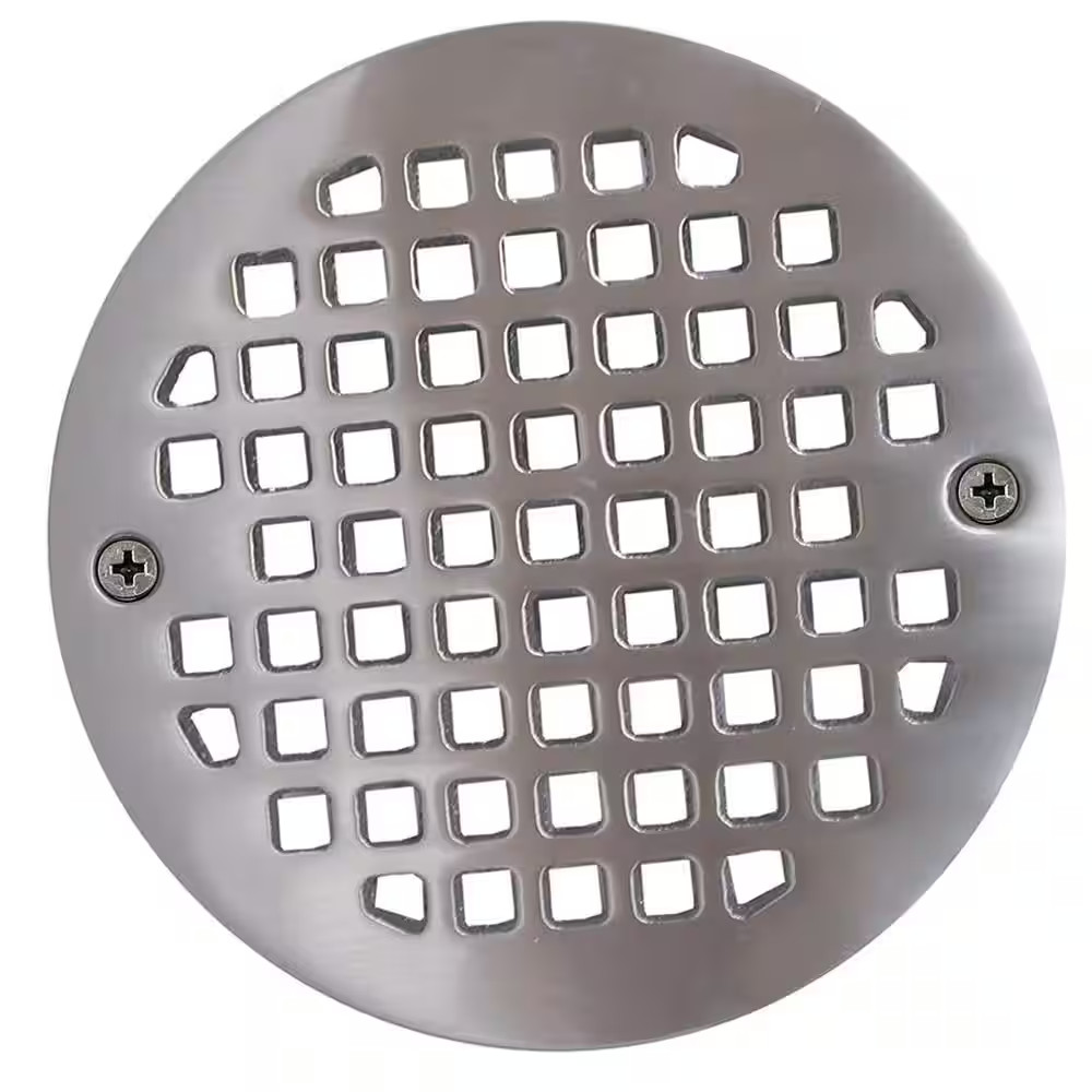 4-1/4 In. round Cast Brass Heavy Duty Shower Strainer in Brushed Nickel