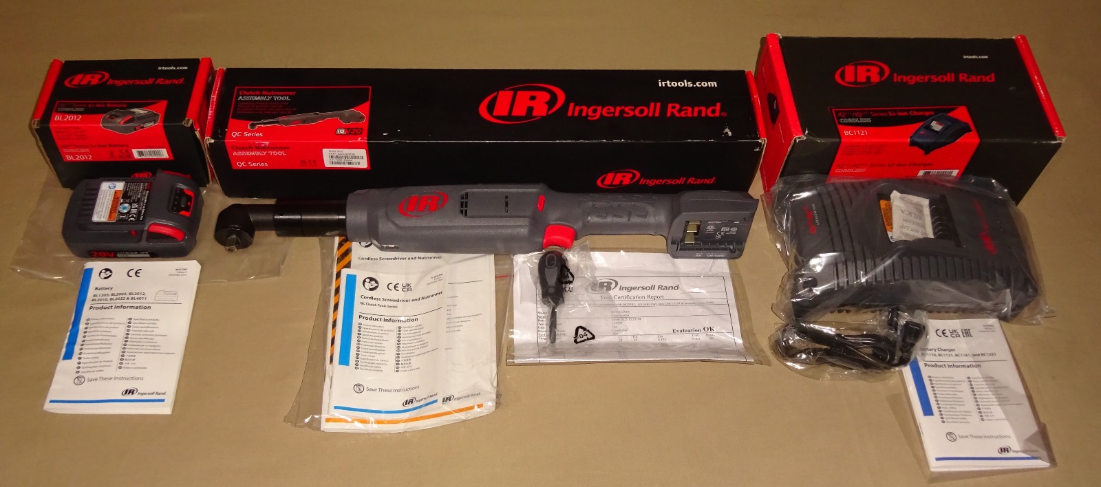 Ingersoll Rand QCN2A30S6 Nutrunner BC1121 Charger, BL2012 Battery 3/8" Drive NEW