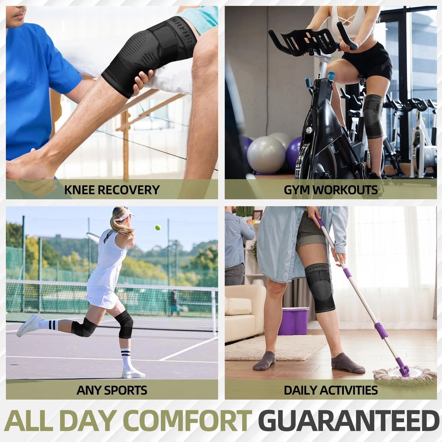 2Pcs Knee Sleeve Compression Brace Support For Sport Joint Pain Arthritis Relief